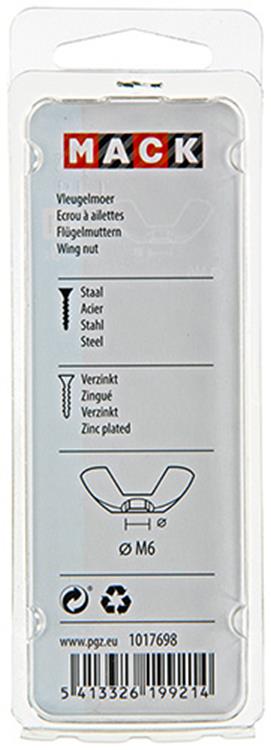 Mack 1017698 – Flügelmutter aus verzinktem Stahl, 5 Stück, M6 | 10 Stück