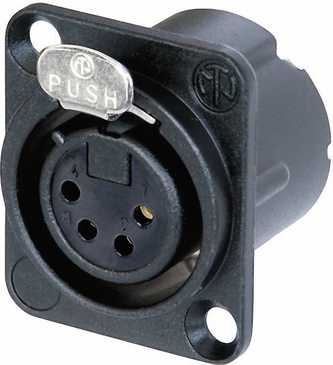 Neutrik NC4FD-LX-B XLR-Steckerflansch, Kontakte gerade Polzahl: 4 schwarz 1 Stück(e)