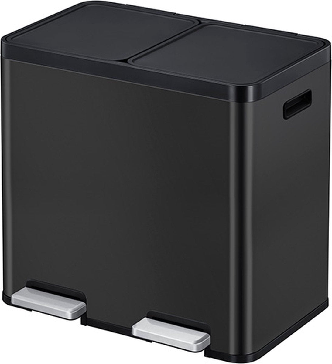 Eko - Essential 1 Recycler Treteimer 22+22 Liter - Edelstahl Kunststoff - Schwarz - Abfalleimer
