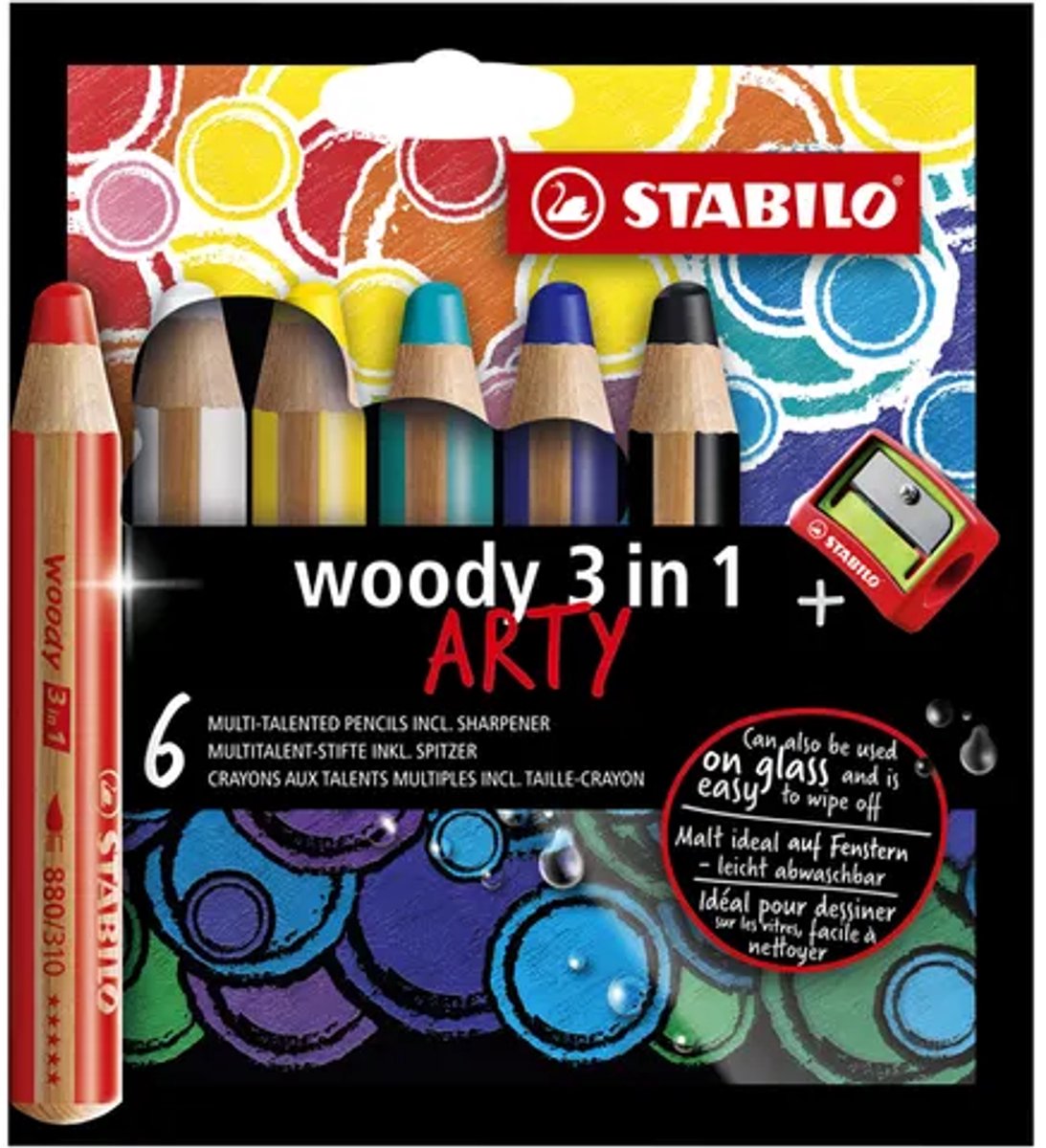 Stabilo Woody Arty Colored Bleistifte - 6 Farben + Bleistift schärfer