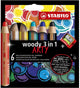 Stabilo Woody Arty Colored Bleistifte - 6 Farben + Bleistift schärfer