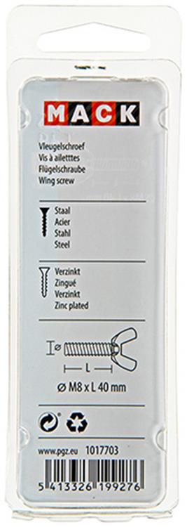 Mack 1017703 - Flügelschraube gelb verzinkt 2 Stück M8 x 40 mm | 10 Stück