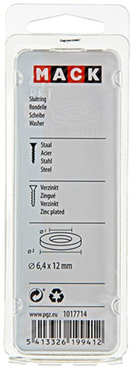 Mack 1017714 – Unterlegscheibe aus verzinktem Stahl, 40 Stück, 6,4 x 12 mm | 10 Stück
