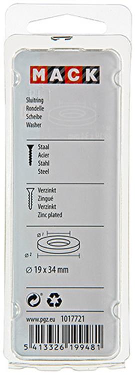 Mack 1017721 - Unterlegscheibe Stahl verzinkt 5 Stück 19 x 34 mm | 10 Stück