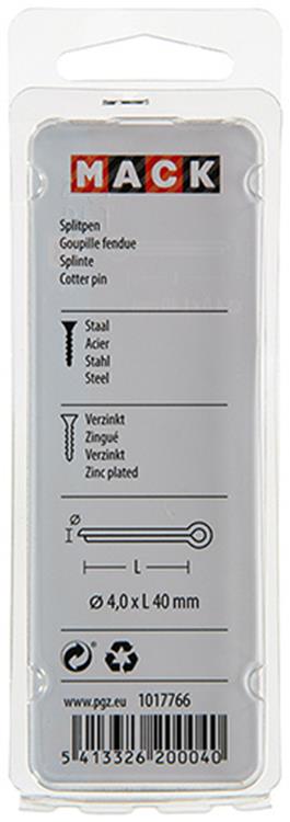 Mack 1017766 - Splint verzinkter Stahl 10 Stück 4,0 x 40 mm | 10 Stück