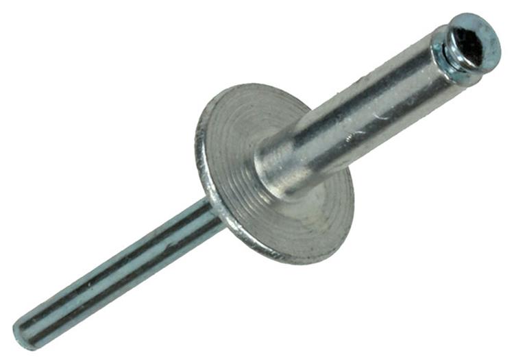 Mack 1020311 – 9 Blindklammern, Aluminium, breiter Kopf, 4,8 x 20 mm | 5 Stück
