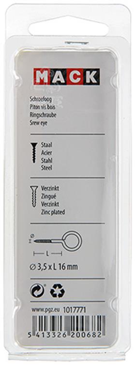 Mack 1017771 - Schraubenauge aus verzinktem Stahl 12 Stück 3,5 x 16 mm | 10 Stück