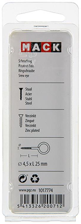 Mack 1017774 - Schrauböse verzinkter Stahl 7 Stück 4,5 x 25 mm | 10 Stück