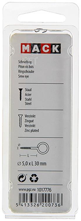 Mack 1017776 - Schrauböse aus verzinktem Stahl 4 Stück 5,0 x 30 mm | 10 Stück