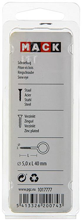 Mack 1017777 - Schrauböse aus verzinktem Stahl 4 Stück 5,0 x 40 mm | 10 Stück