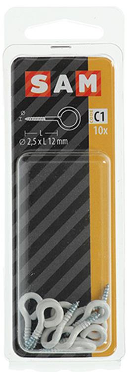 Mack 1017783 - Schrauböse Stahl weiß 10 Stück 2,5 x 12 mm | 10 Stück