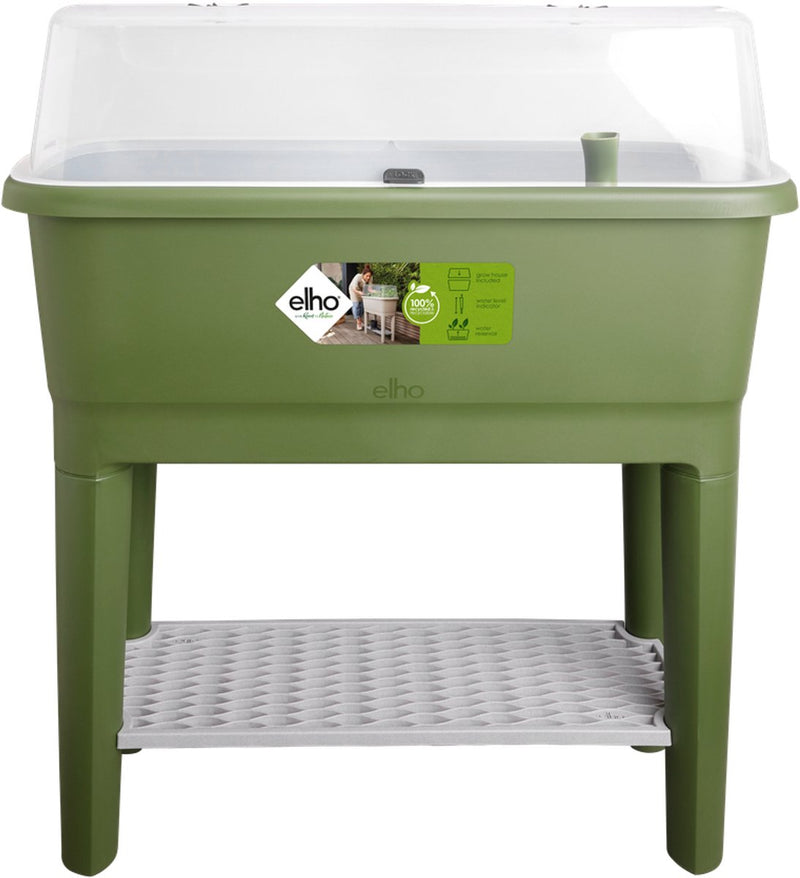 Elho Noa Anzuchttisch 80 – Anzuchtbox auf Beinen mit Deckel – Wasserreservoir – ø 78,5 x H 34,2 cm – moosgrün
