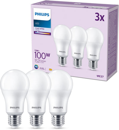 Philips LED-Lampe matt – 100 W – E27 – kaltweißes Licht – 3 Stück