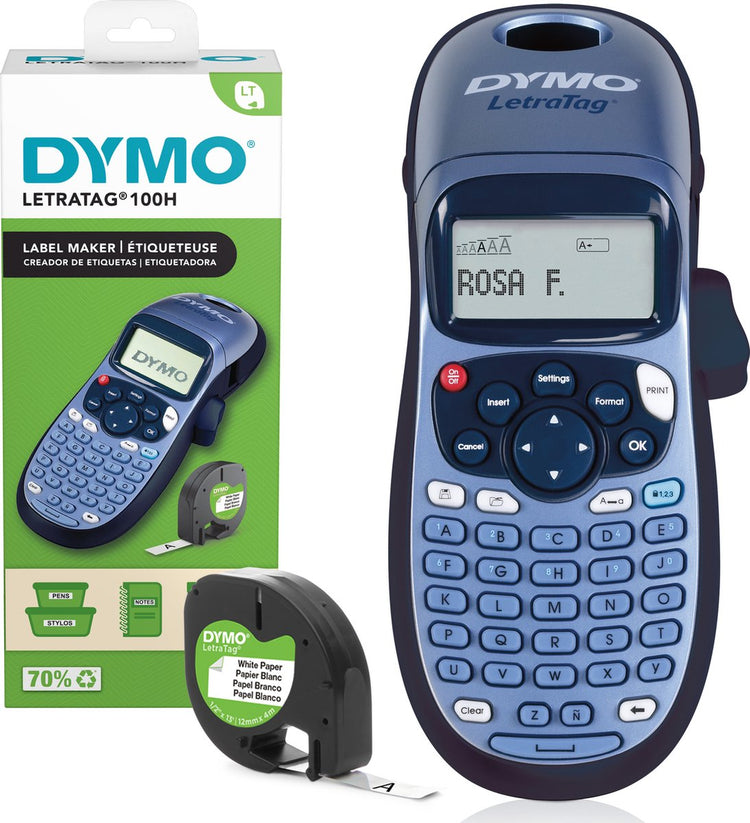 Dymo Letratag lt-100h Etikettendrucker – Etikettendrucker mit ABC-Tastatur für Zuhause und Büro – Blau