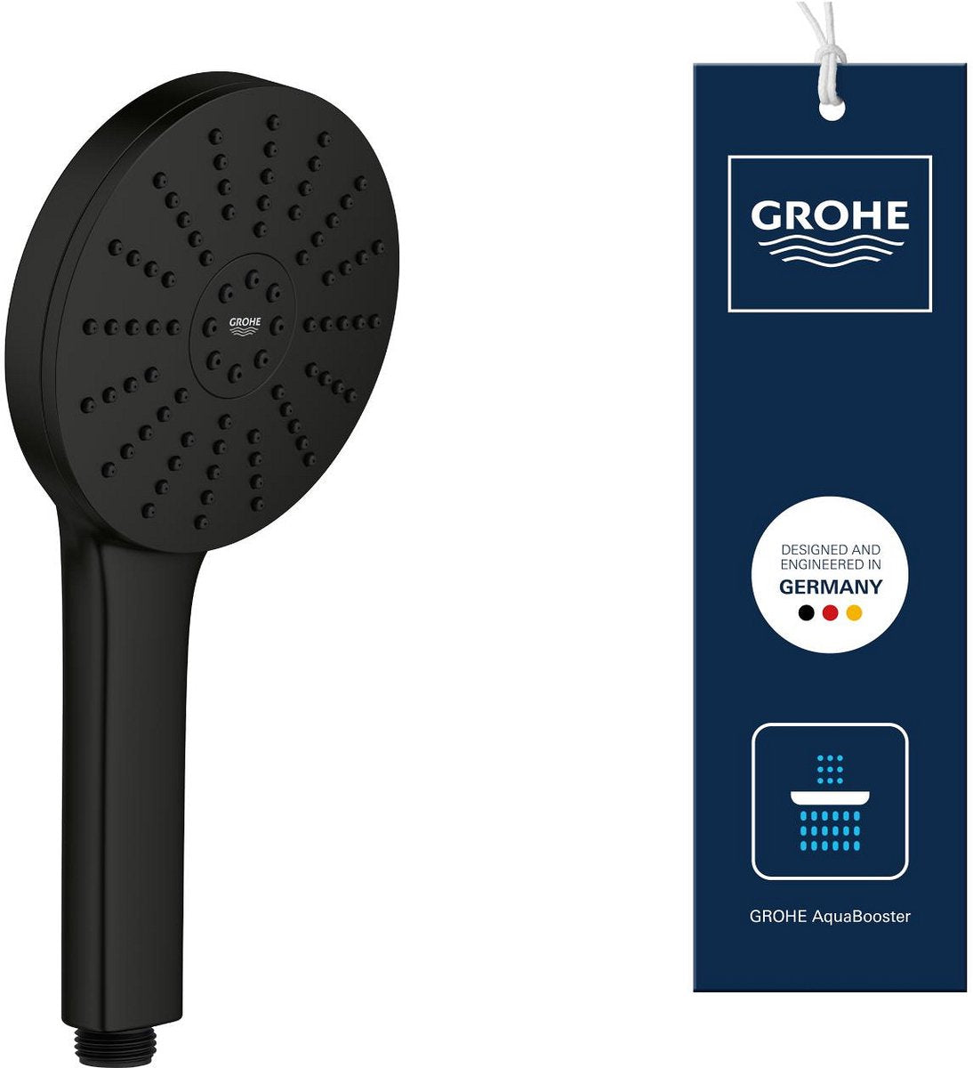 Grohe Vitalio Joy+ 120 Handbrause – 3 Strahlarten – Aqua-Booster – wassersparend (7 l min) – mattschwarz