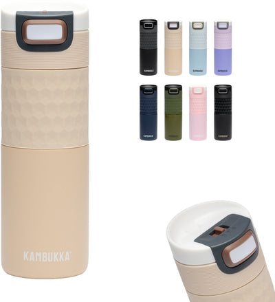 Kambukka Etna Grip Thermobecher 500 ml – leicht zu reinigen – auslaufsicherer Kaffeebecher – kaum Beige