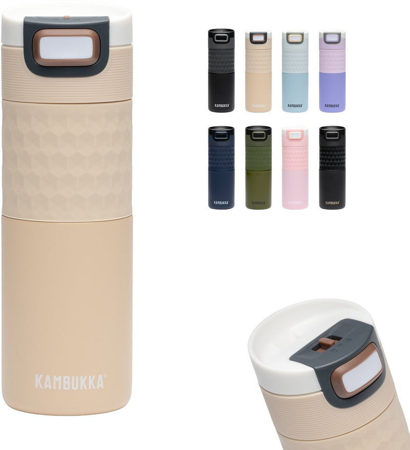 Kambukka Etna Grip Thermobecher 500 ml – leicht zu reinigen – auslaufsicherer Kaffeebecher – kaum Beige