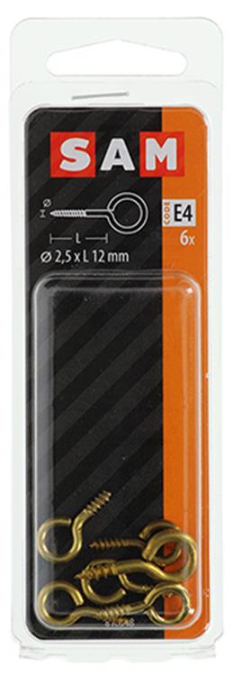 Mack 1019692 - Schrauböse Messing 6 Stück 2,5 x 12 mm | 10 Stück