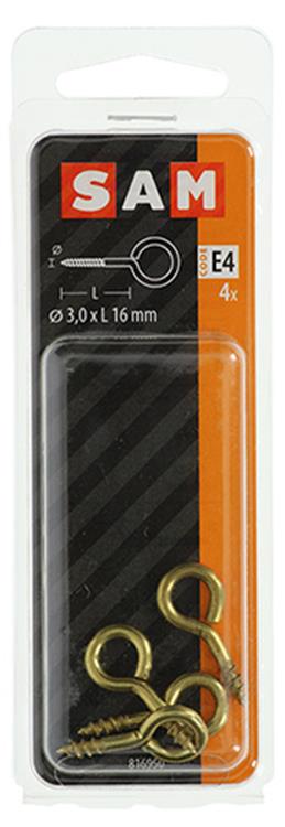Mack 1019693 - Schrauböse Messing 4 Stück 3,0 x 16 mm | 10 Stück