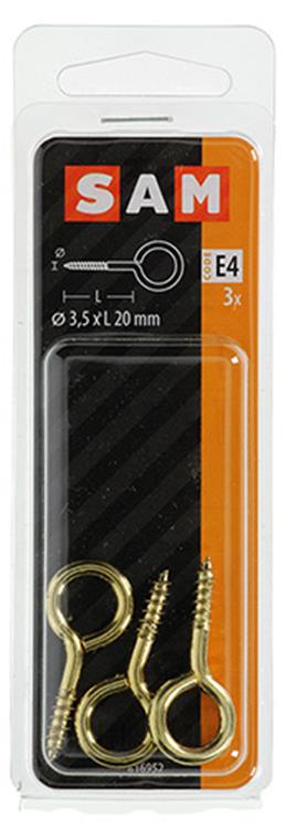Mack 1019694 - Schrauböse Messing 3 Stück 3,5 x 20 mm | 10 Stück