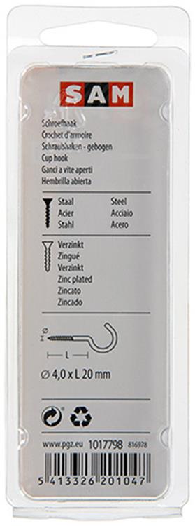 Mack 1017798 - Schraubhaken Stahl verzinkt 8 Stück 4,0 x 20 mm | 10 Stück