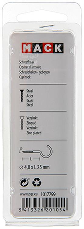 Mack 1017799 - Schraubhaken verzinkter Stahl 7 Stück 4,0 x 25 mm | 10 Stück
