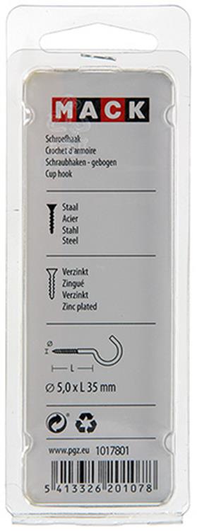 Mack 1017801 - Schraubhaken verzinkter Stahl 4 Stück 5,0 x 35 mm | 10 Stück