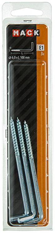 Mack 1017824 - Daumenschraube verzinkter Stahl 3 Stück 6,0 x 100 mm | 5 Stück