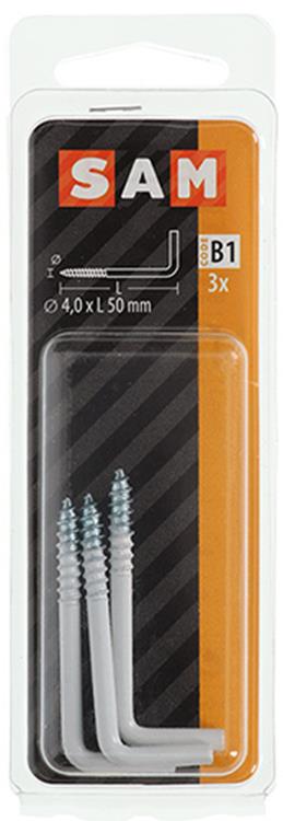 Mack 1017828 - Rändelschraube Stahl weiß 3 Stück 4,0 x 50 mm | 10 Stück