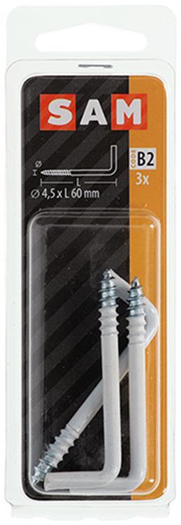 Mack 1017829 - Rändelschraube Stahl weiß 3 Stück 4,5 x 60 mm | 10 Stück