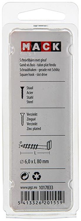 Mack 1017833 – Schraubdaumen mit Schlitz, verzinkter Stahl. 3 Stück 6,0 x 80 mm | 10 Stück