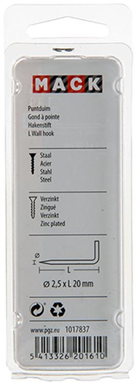 Mack 1017837 - Spitzendaumen verzinkter Stahl 22 Stück 2,5 x 20 mm | 10 Stück