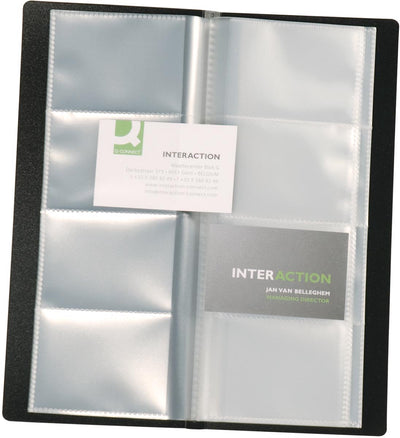 Q-connect Visitenkartenmappe | ft 11 x 26 cm | für 160 Karten | schwarz
