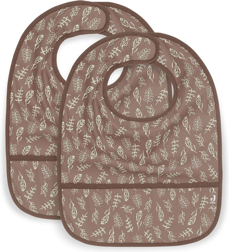Jollein - Lätzchen wasserdicht (Wiese - Kastanie) - Polyester - Polyurethan - Babylätzchen - 2 Stück - 40 cm