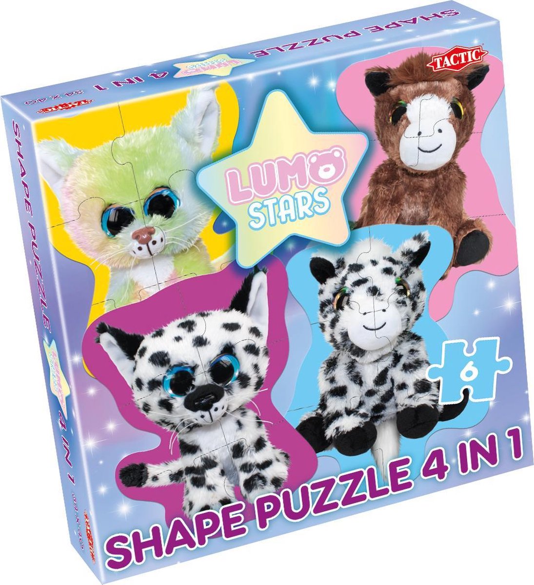 Tactic Lumo Stars Katzen und Fohlen – Puzzle – 4x6 Teile – niedliche Tierillustrationen – schlankes und beruhigendes Design – hochwertige skandinavische Qualität