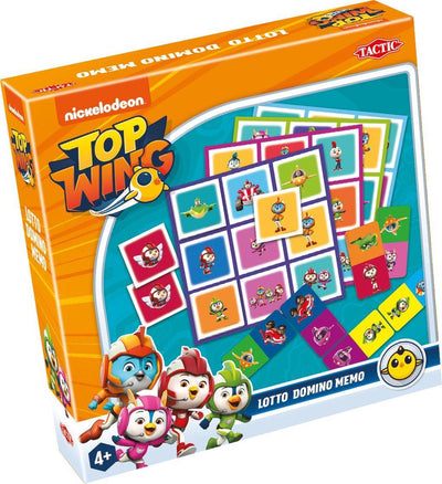 Tactic Top Wing 3-in-1 Spielesammlung – Kartenspiel – Lotto – Domino – Memo – Kinderspiel ab 4 Jahren