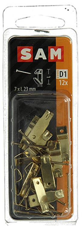 Mack 1017853 - Rahmenhaken Stahl vermessingt 12 Stück 7 x 23 mm | 10 Stück