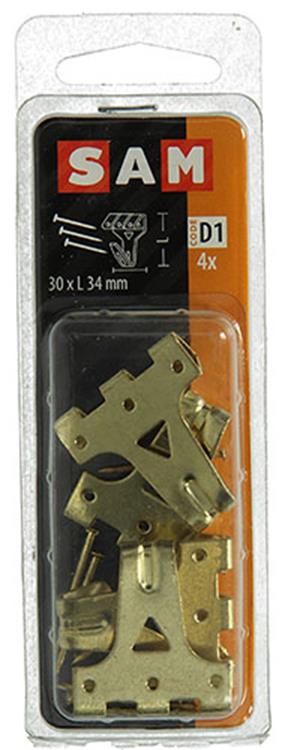 Mack 1017856 - Rahmenhaken Stahl vermessingt 4 Stück 30 x 34 mm | 5 Stück