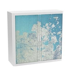 Rolltürenschrank Paperflow Kontinentblau, Weiß