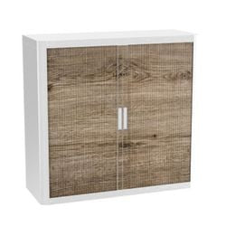 Rolltürenschrank Paperflow Holz braun, weiß