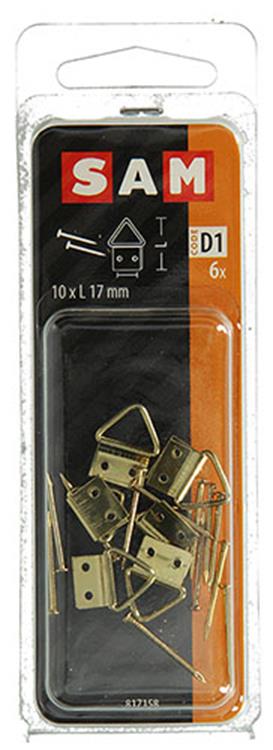Mack 1017858 - Rahmenaufhänger Stahl vermessingt 6 Stück 10 x 17 mm | 10 Stück