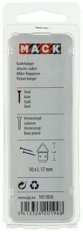 Mack 1017858 - Rahmenaufhänger Stahl vermessingt 6 Stück 10 x 17 mm | 10 Stück