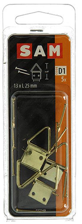 Mack 1017859 - Rahmenaufhänger Stahl vermessingt 5 Stück 13 x 25 mm | 10 Stück