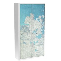 Rolltürenschrank Paperflow Kontinentblau, Weiß