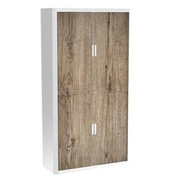 Rolltürenschrank Paperflow Holz braun, weiß
