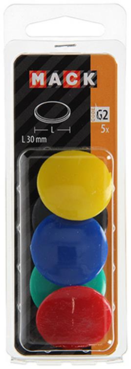 Mack 1017873 - Tafelmagnet-Kunststoff-Sortiment 5 Stück 30 mm | 10 Stück