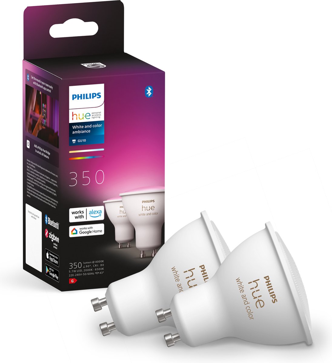 Philips Hue Spot – weißes und farbiges Licht – 2er-Pack – GU10