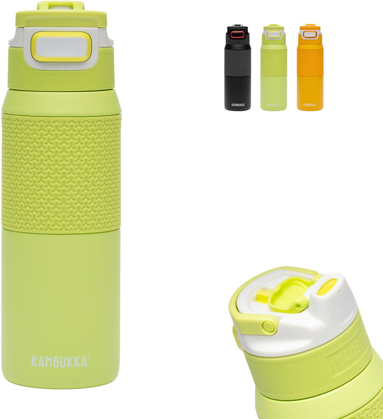 Kambukka Elton isolierte Wasserflasche 750 ml – Mojito Sommer mit 3-in-1-Deckel und einfacher Reinigung – fluoreszierendes Grün