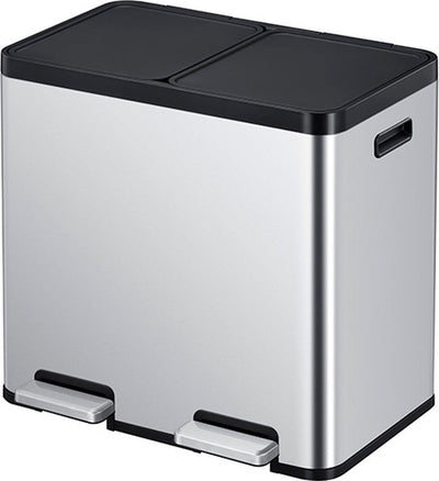 Eko - Essential 1 Recycler Treteimer 22+22 Liter - Edelstahl Kunststoff - mattierter Edelstahl - Abfalleimer