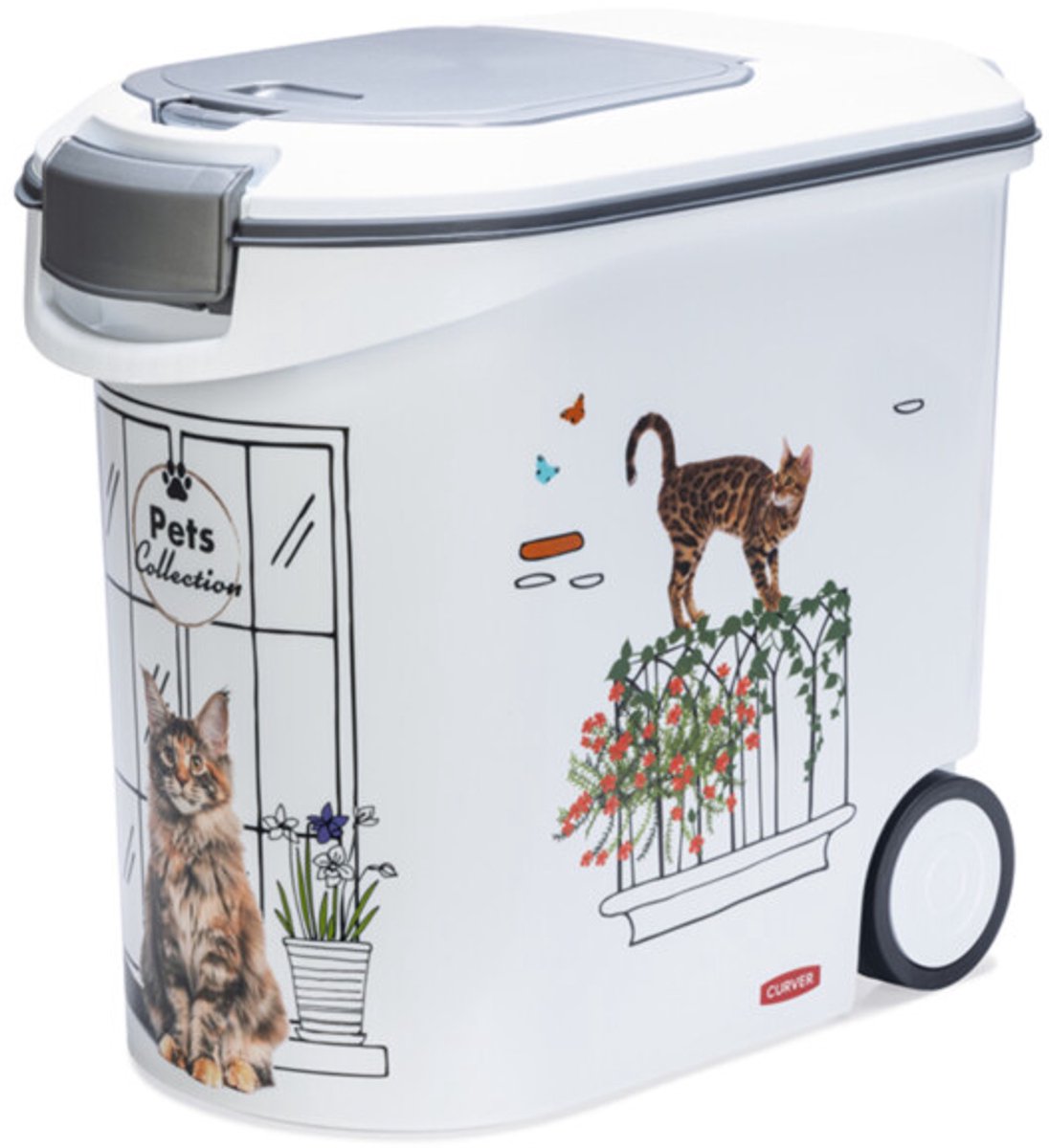 Curver Futterbehälter Katze – 35l – 12kg – 28x49x43cm – weißgrau